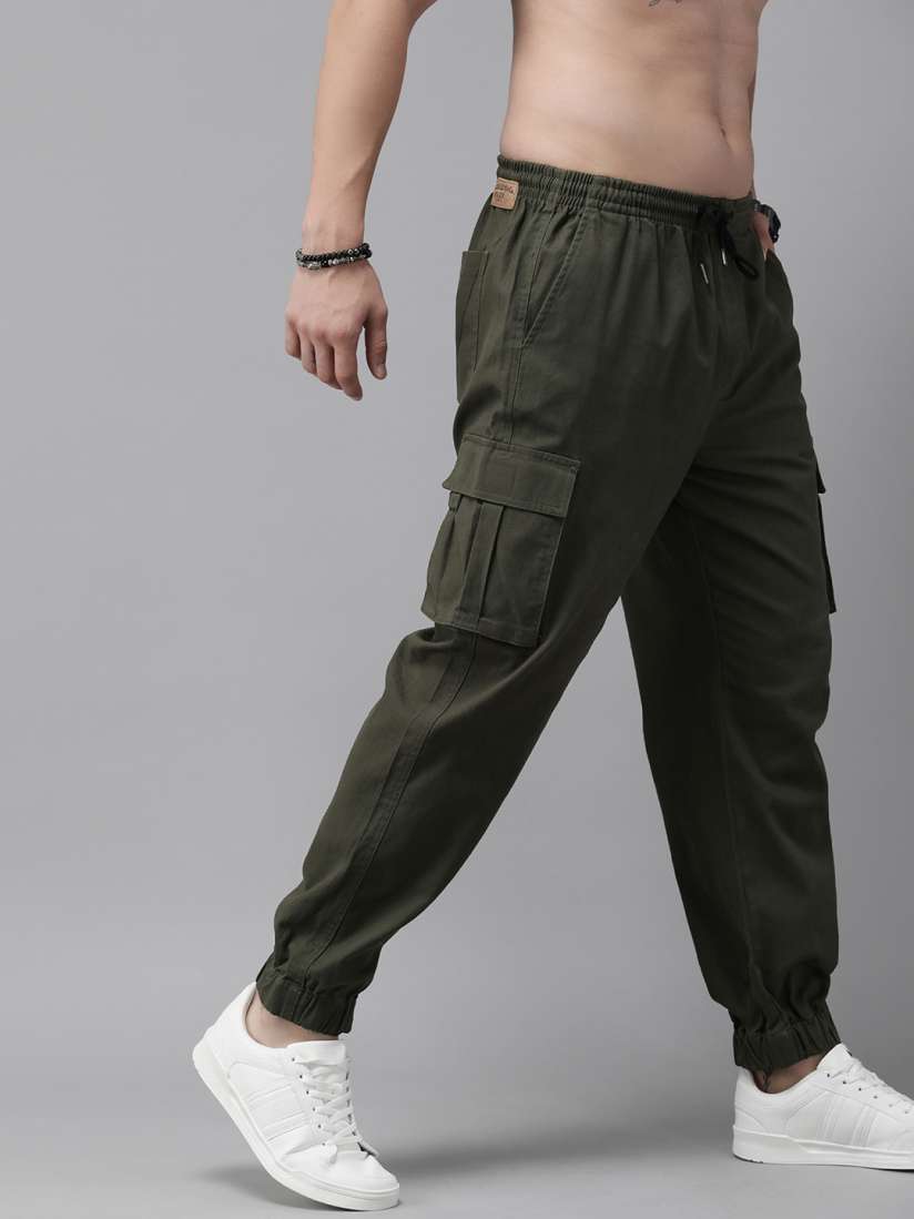 Buy The Roadster Life Co. Men Solid Mid Rise Cargo Joggers Trousers for Men 22111074 Myntra