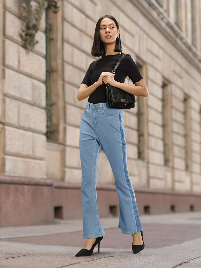 Jeans with side stripe myntra on sale