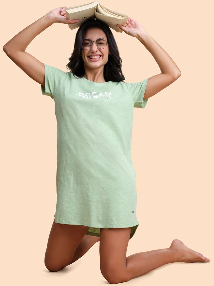 Buy Enamor Printed Pure Cotton T Shirt Nightdress Nightdress for Women 22114258 Myntra