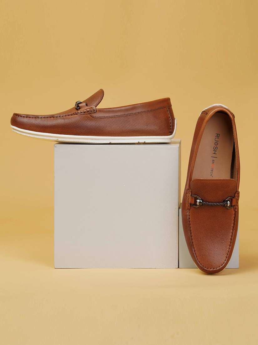 Buy Ruosh Men Textured Comfort Insole Leather Horsebit Loafers Casual Shoes for Men 22120252 Myntra