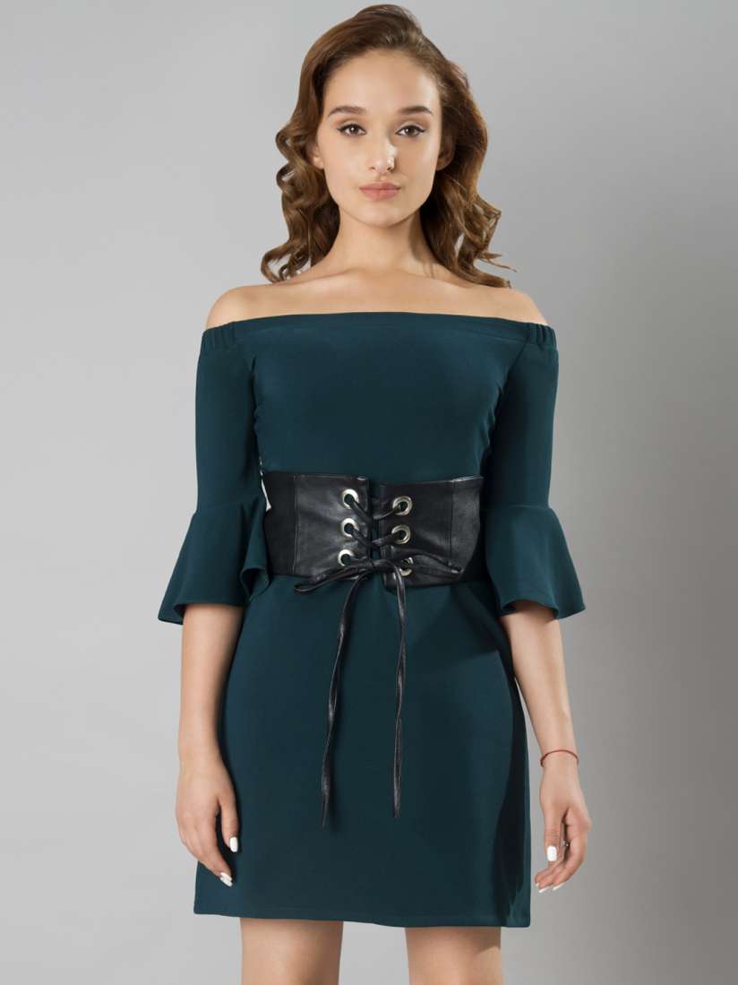 Buy FabAlley Women Green Solid Bardot Dress Dresses for Women 2212833 Myntra