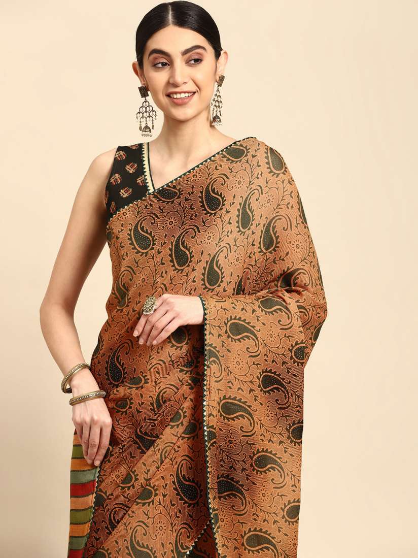 Buy Mitera Paisley Printed Poly Crepe Saree Sarees for Women 22129148 Myntra