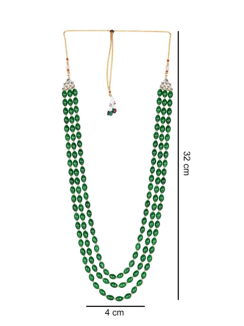 I Jewels Men Gold-Plated Stone Studded & Beaded Layered Necklace