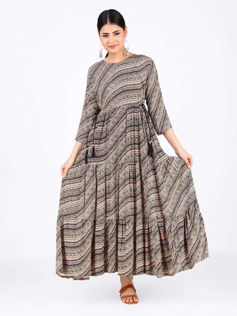Buy FNOCKS Black Ethnic Motifs Layered Maxi Dress Dresses for Women 22132388 Myntra
