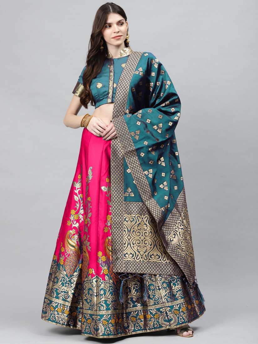 Buy Chhabra 555 Woven Design Art Silk Semi Stitched Banarasi Lehenga Choli Lehenga Choli for Women 22138002 Myntra