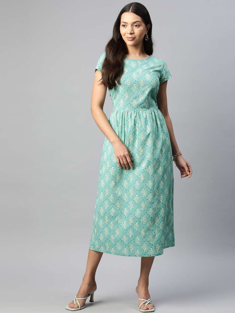 Buy Popnetic Ethnic Motifs Printed Cotton A Line Dress Dresses for Women 22138078 Myntra
