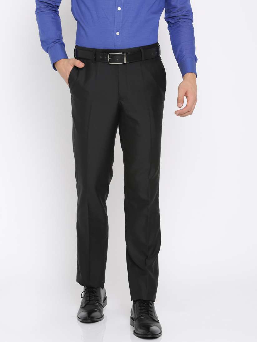 Buy University of Oxford by People Men Black Custom Slim Fit Solid Formal Trousers Trousers for Men 2213926 Myntra