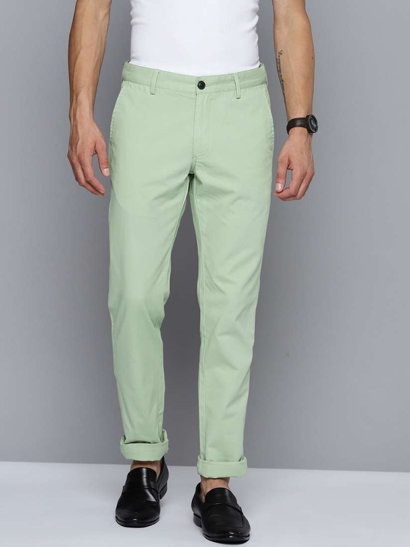Buy Indian Terrain Men Brooklyn Slim Fit Pure Cotton Trousers Trousers for Men 22145502 Myntra