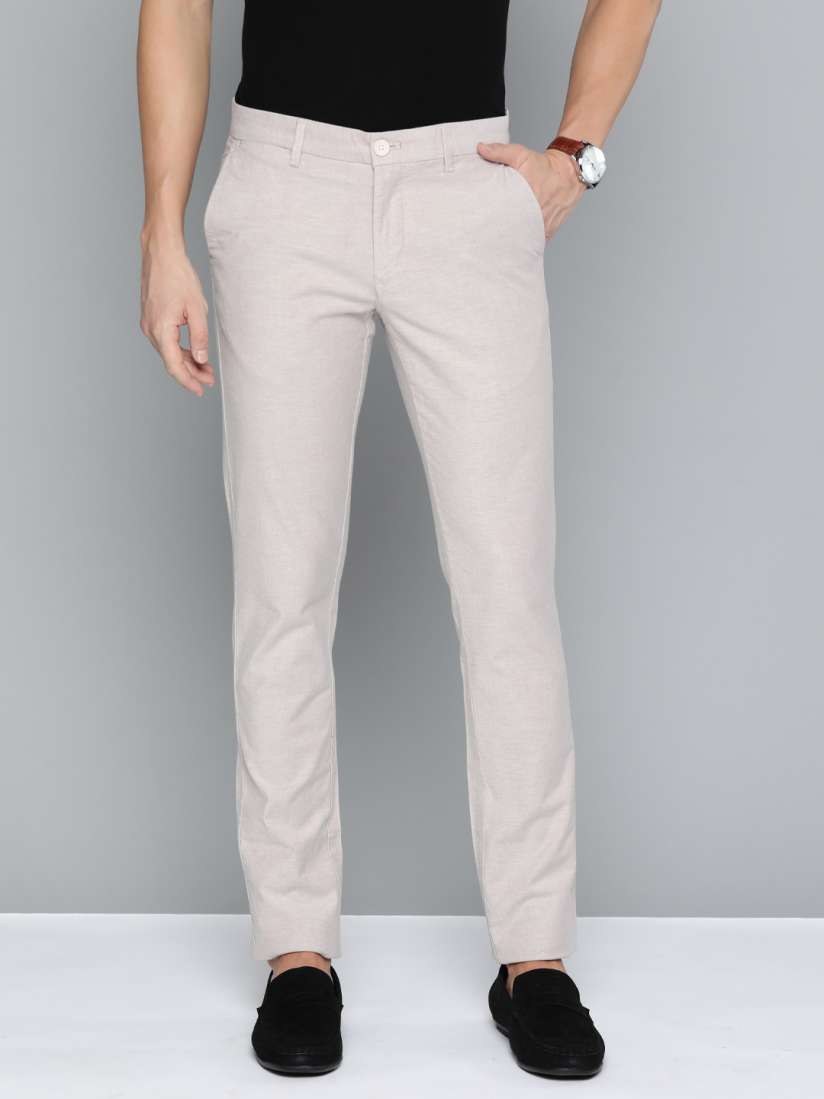 Buy Indian Terrain Men Brooklyn Slim Fit Solid Regular Trousers Trousers for Men 22145504 Myntra