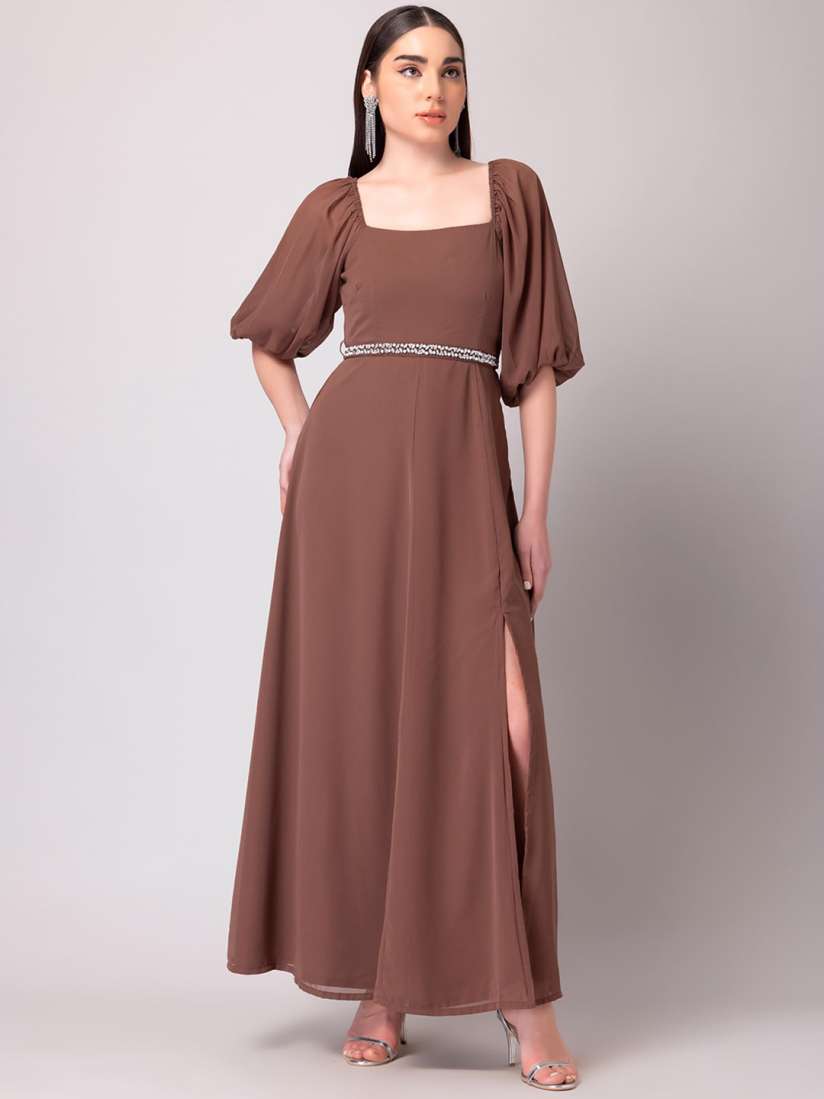 Buy FabAlley Brown Georgette Maxi Dress Dresses for Women 22151814 Myntra