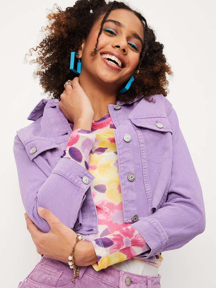 Buy max Women Purple Denim Jacket Jackets for Women 22152176 Myntra