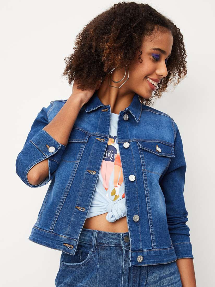 Denim jackets for women myntra clearance