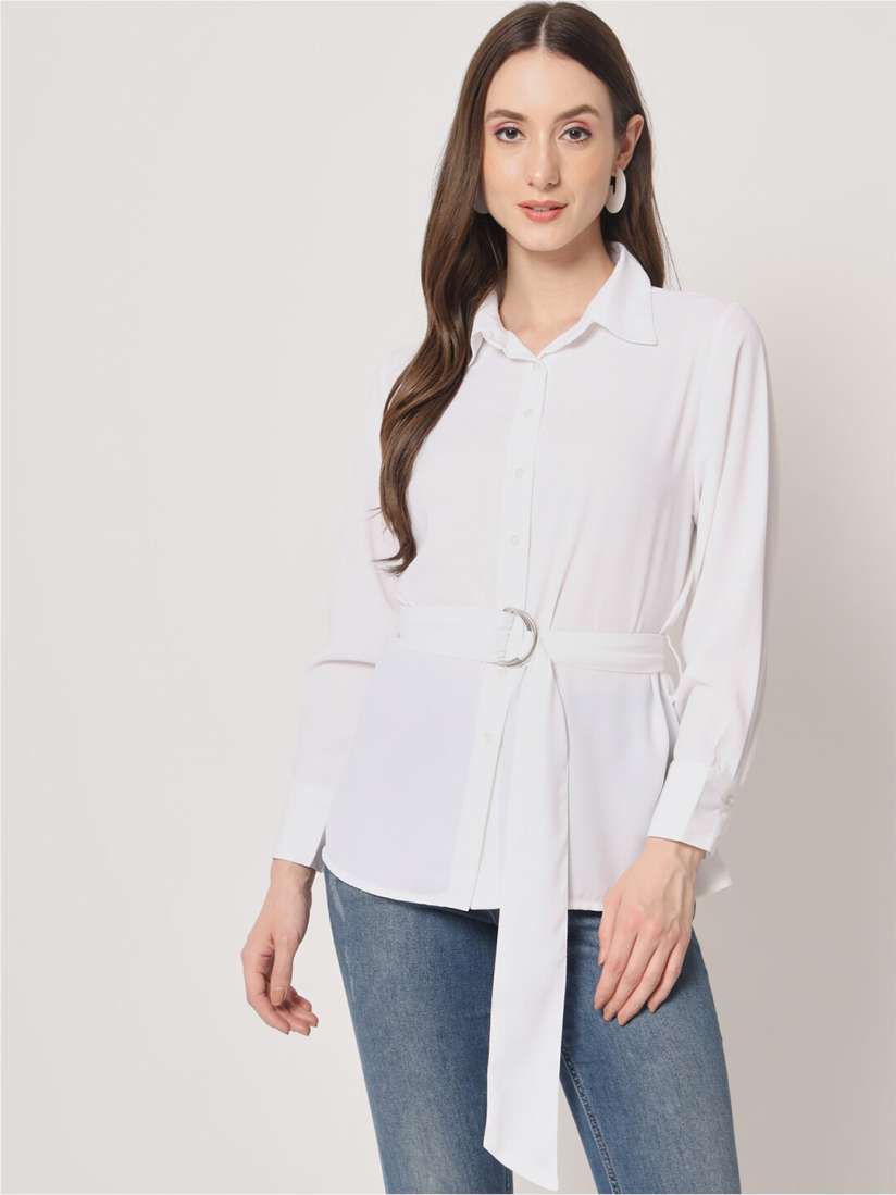 Buy Trend Arrest Contemporary Casual Shirt With Belt Shirts for Women 22167818 Myntra