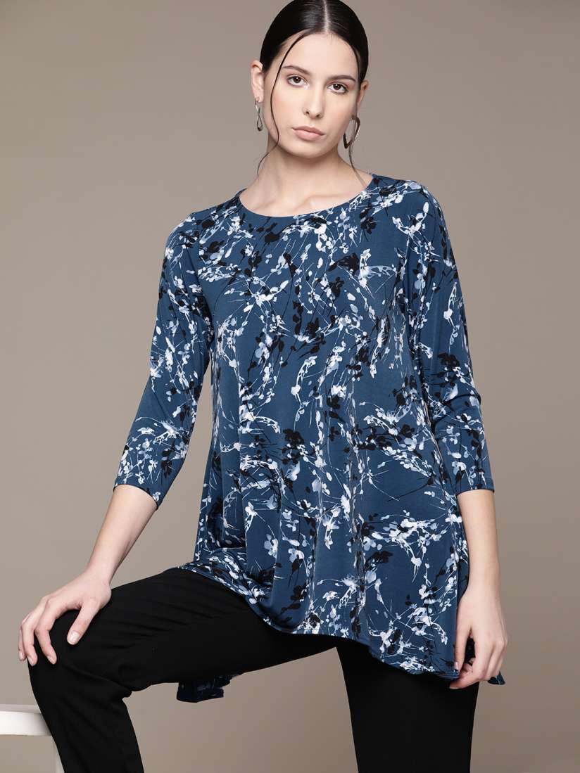 Buy Macy s Alfani Printed Asymmetrical Swing Knitted A Line Top Tops for Women 22169814 Myntra