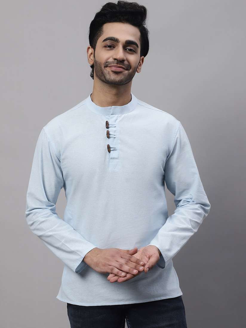 Buy even Band Collar Long Sleeves Pure Cotton Short Kurta Kurtas for Men 22171728 Myntra