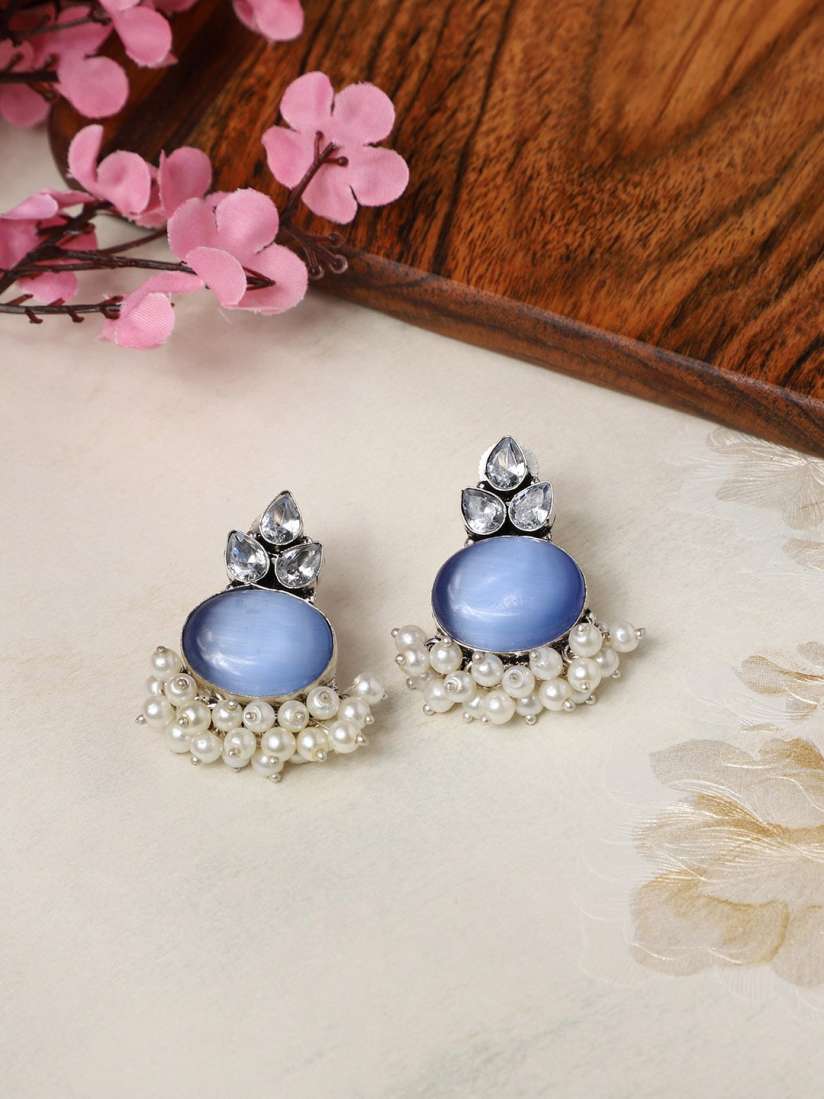 Buy VENI Silver Plated Oxidised Classic Drop Earrings Earrings for Women 22171938 Myntra