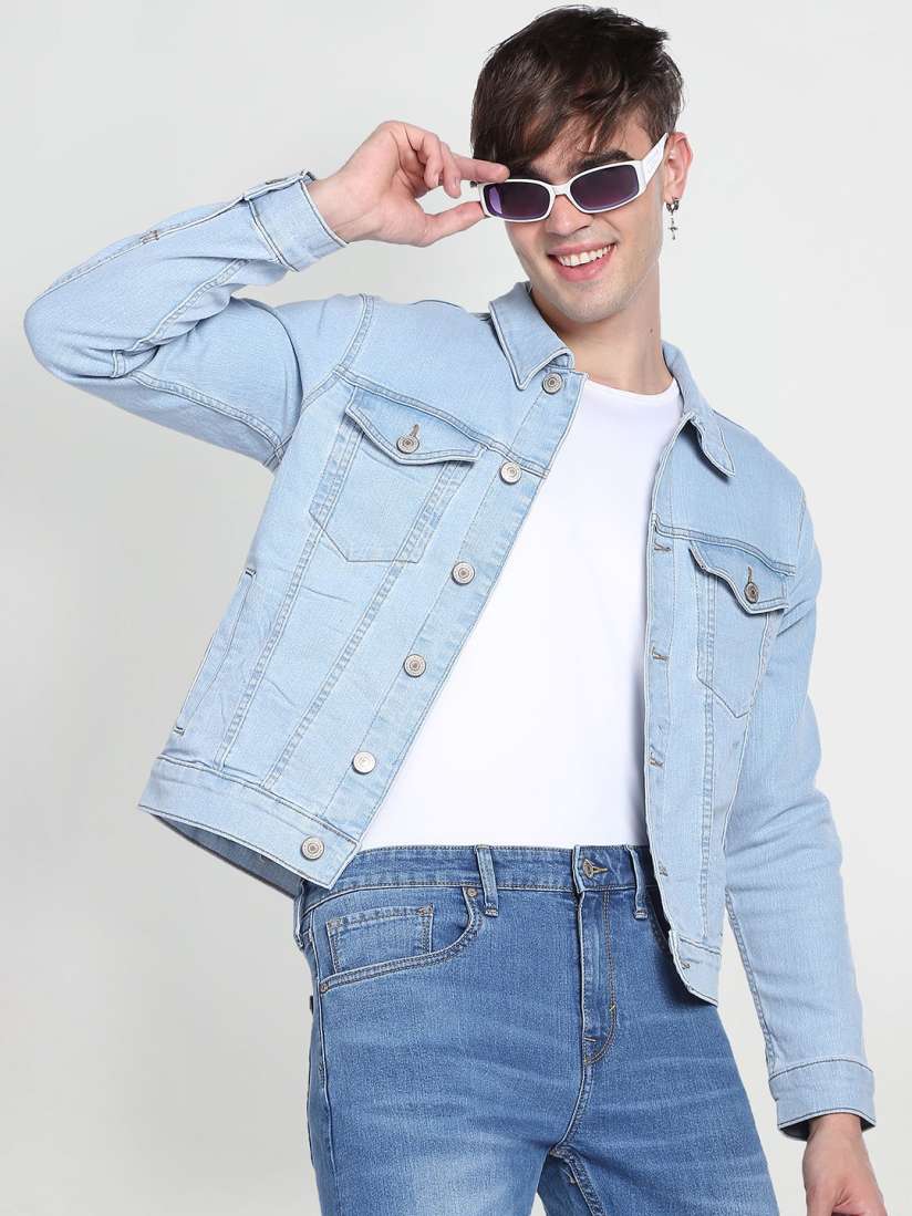 Flying machine blue denim jacket on sale