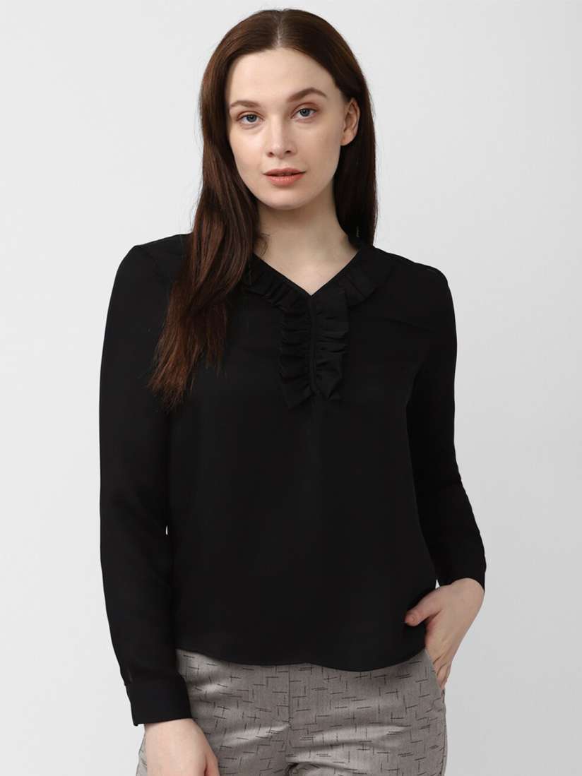 Buy Van Heusen Woman V Neck Ruffles Formal Top Tops for Women 22184176 Myntra