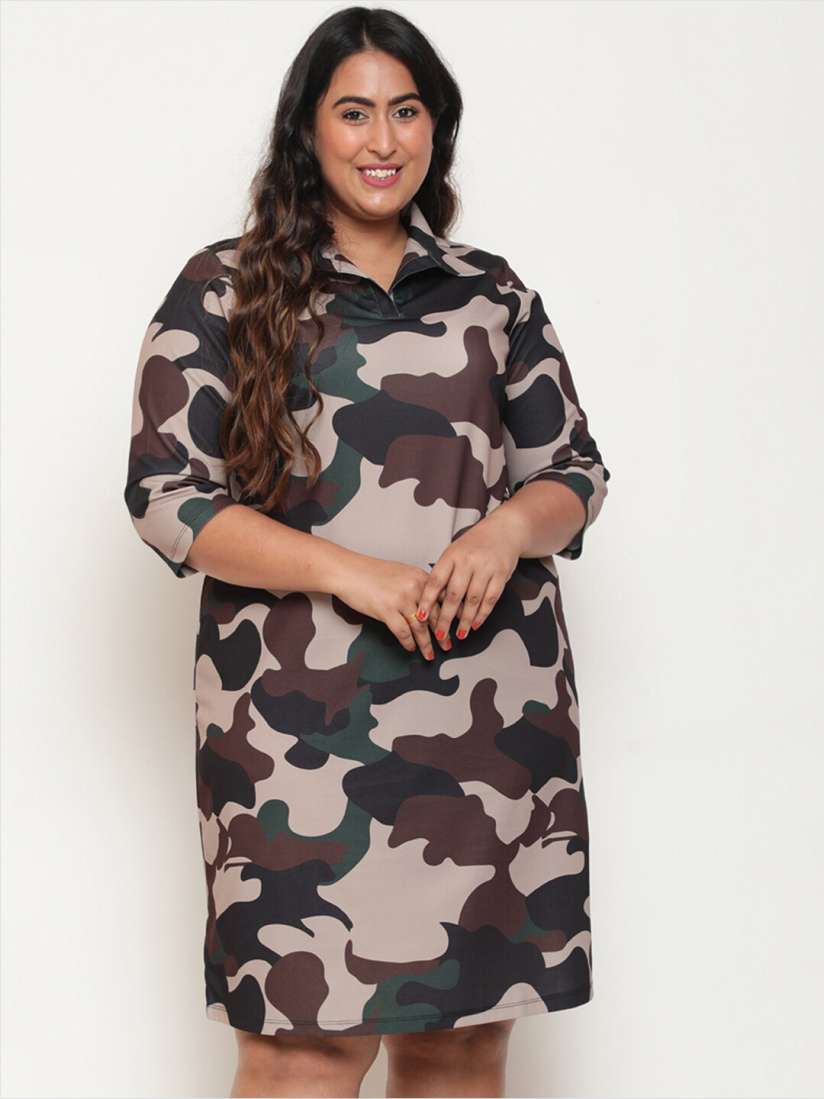 Buy Amydus Plus Size Camouflage Printed T Shirt Dress Dresses for Women 22184460 Myntra