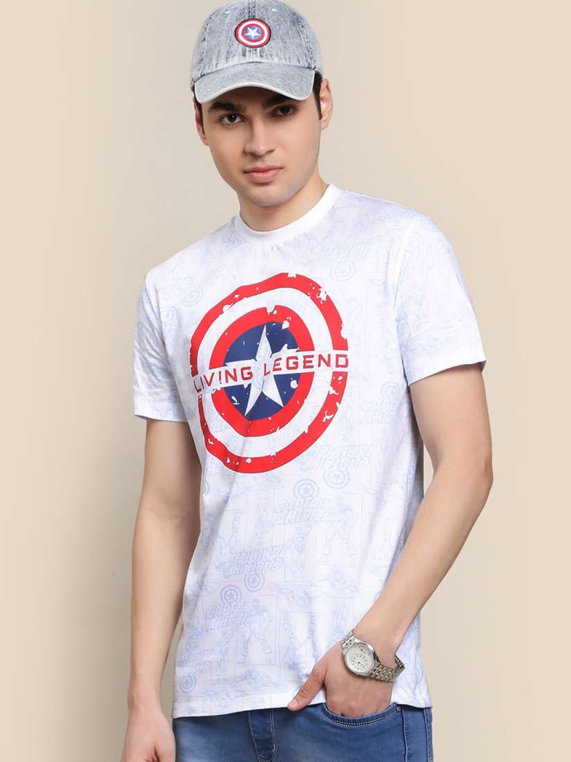 Buy Free Authority Captain America Printed Pure Cotton T Shirt Tshirts for Men 22187130 Myntra