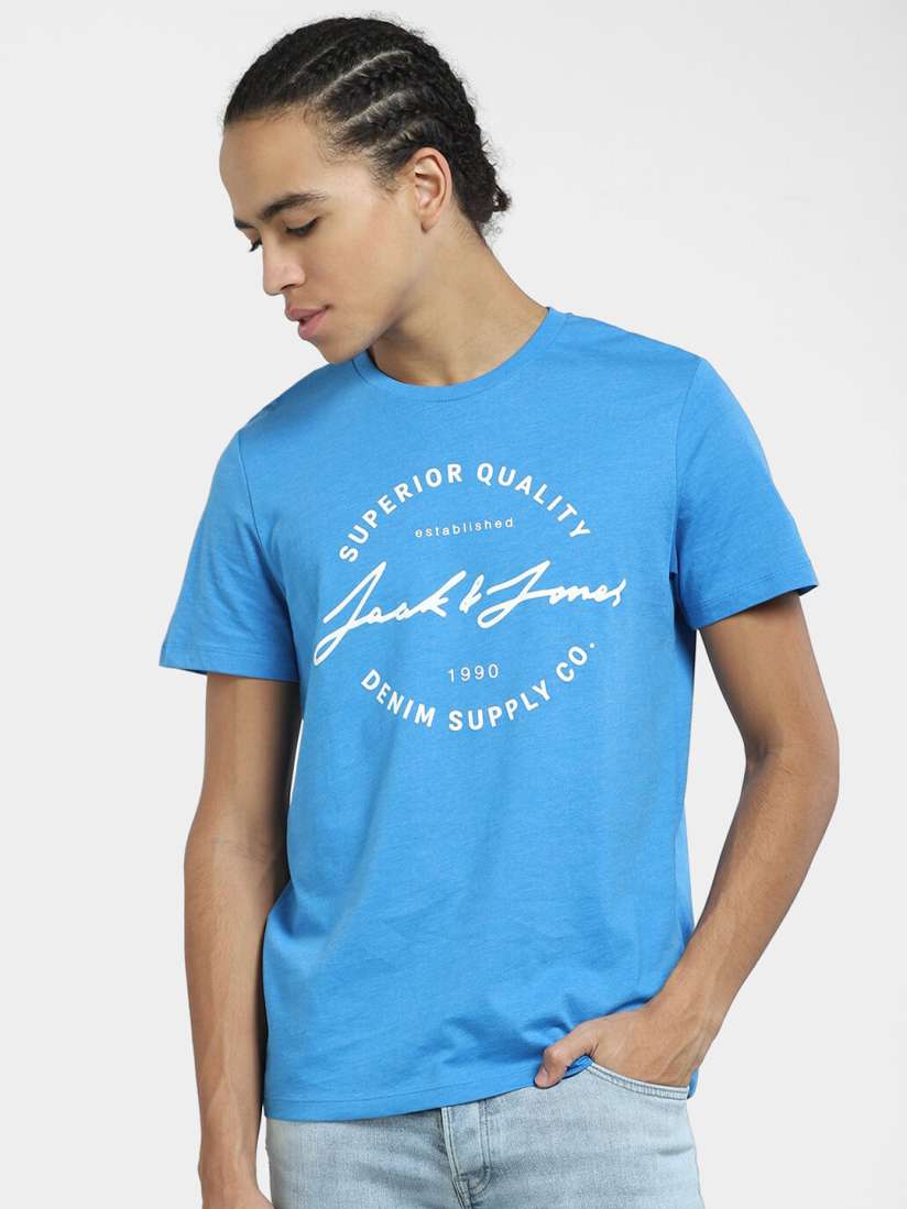 Buy Jack Jones Typography Printed Slim Fit T shirt Tshirts for Men 22187424 Myntra