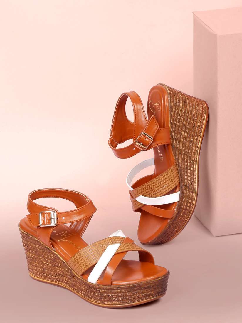 Buy Bruno Manetti Textured Open Toe Wedges With Buckles Heels for Women 22200412 Myntra