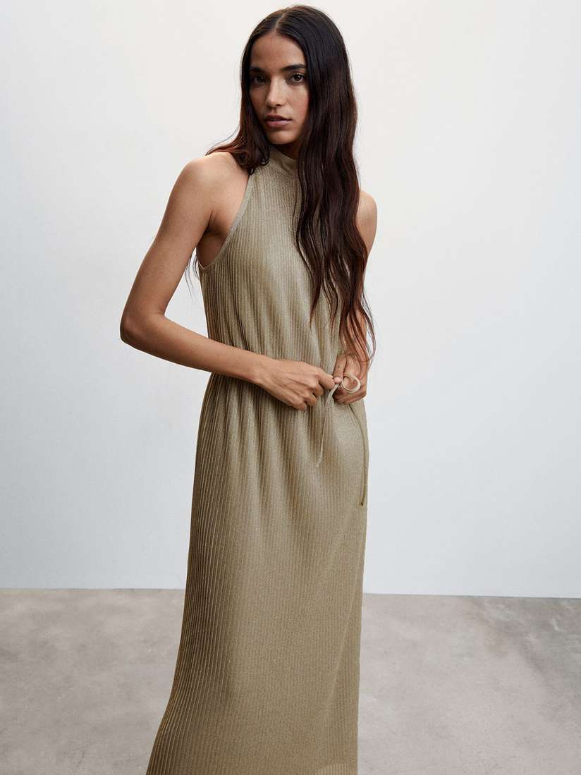 Myntra Mango Formal Dresses MANGO Print Halter Neck Sheath Maxi Dress