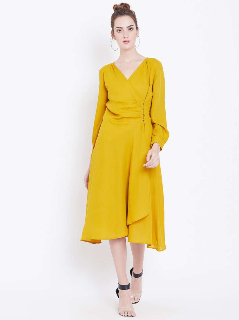 Yellow chiffon midi dress outlet