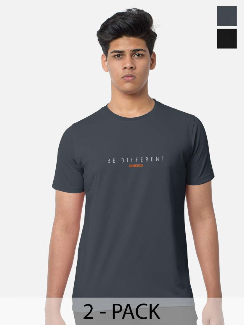 Buy BULLMER Pack of 2 Typography Printed T shirts Tshirts for Men 22206834 Myntra