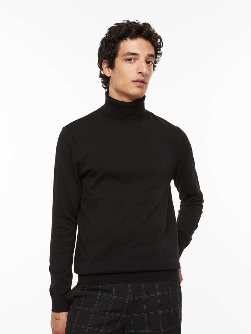 Buy H M Men Cotton Slim Fit Fine Knit Polo Neck Jumper Sweaters for Men 22207444 Myntra