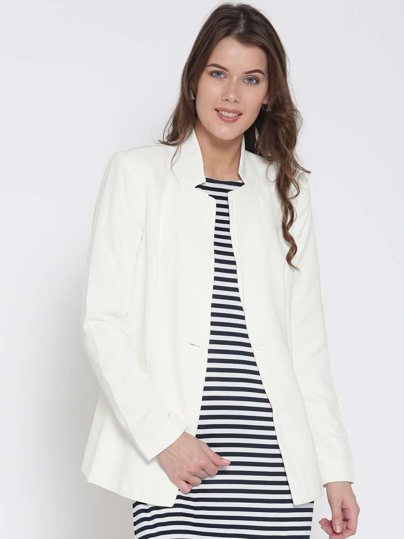 Buy FOREVER 21 Off White Single Breasted Blazer Blazers for Women 2220830 Myntra