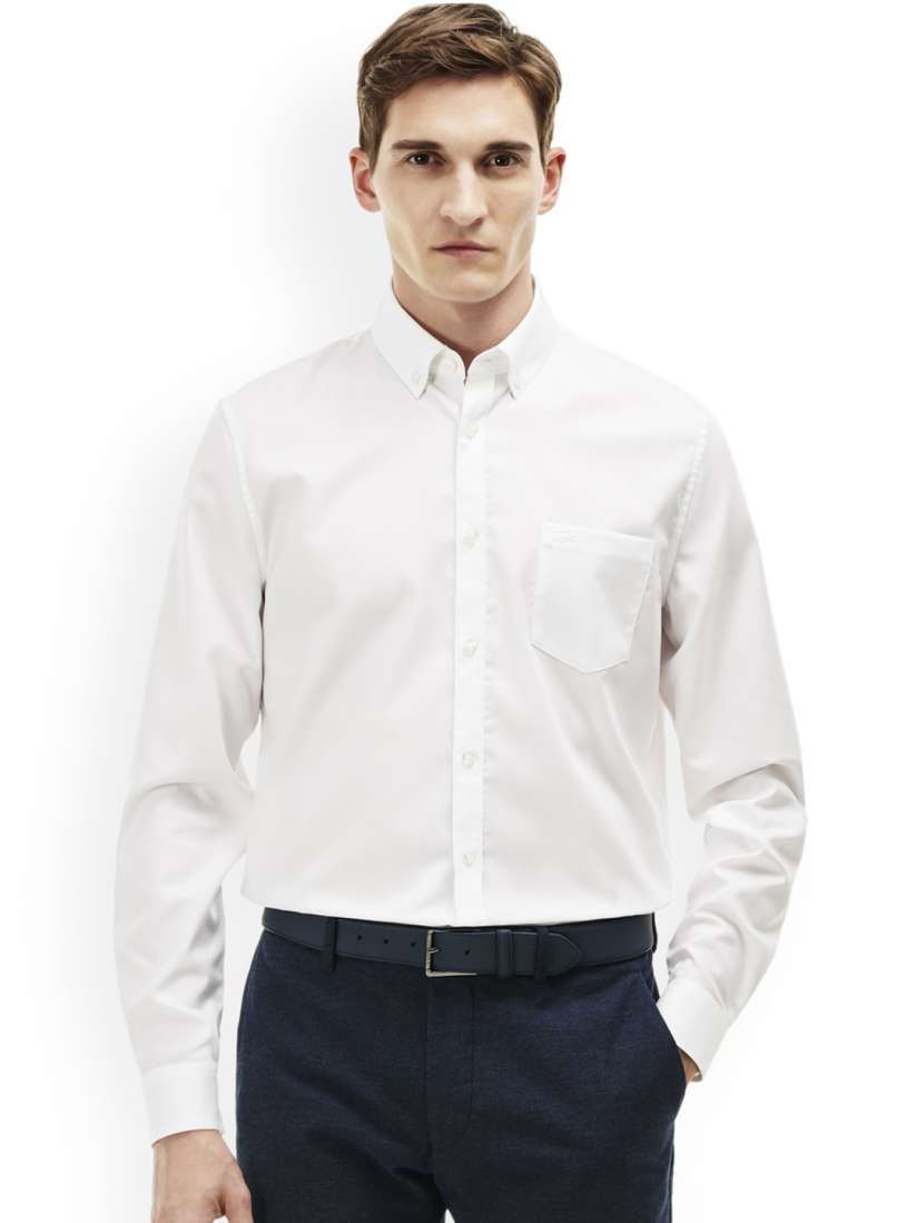 Buy Lacoste Men White Regular Fit Solid Semiformal Shirt Shirts for Men 2220896 Myntra
