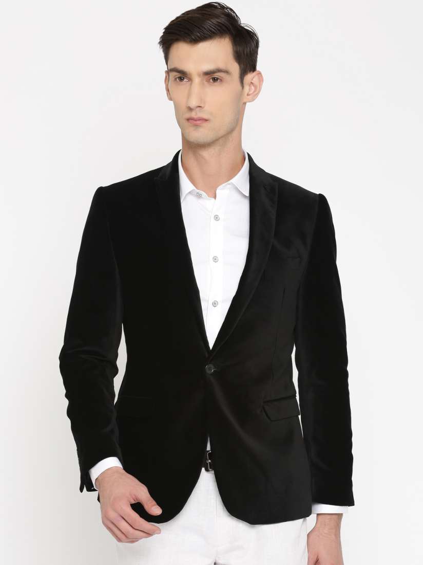 Buy Peter England Black Single Breasted Euro Fit Party Blazer Blazers for Men 2221078 Myntra