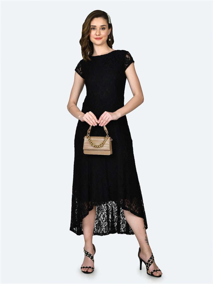 Buy Zink London Round Neck Lace A Line Midi Dress Dresses for Women 22211758 Myntra