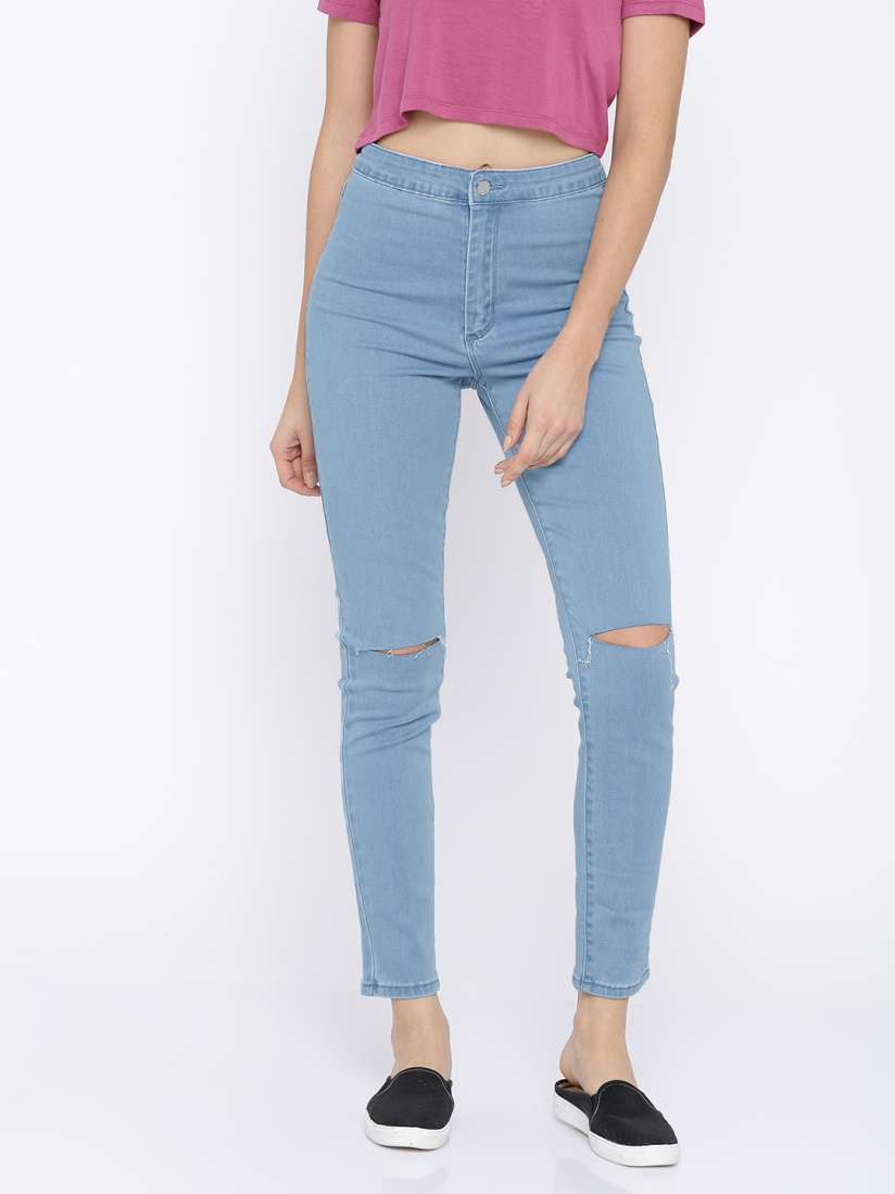 Buy FOREVER 21 Women Blue Slash Knee Jeggings Jeggings for Women 2221253 Myntra