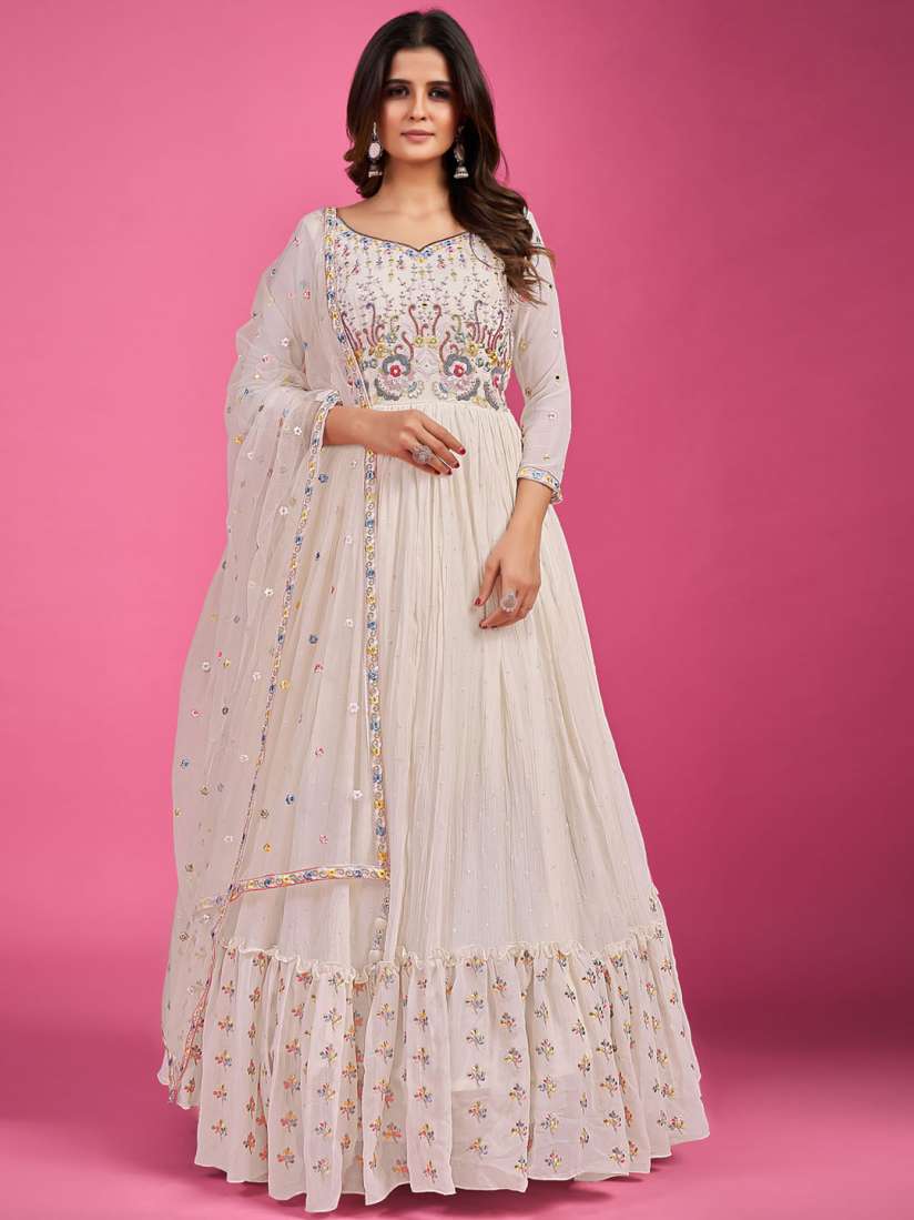 Buy Fusionic Embroidered Sweetheart Neck Maxi Gown Ethnic Dresses With Dupatta Ethnic Dresses for Women 22215368 Myntra