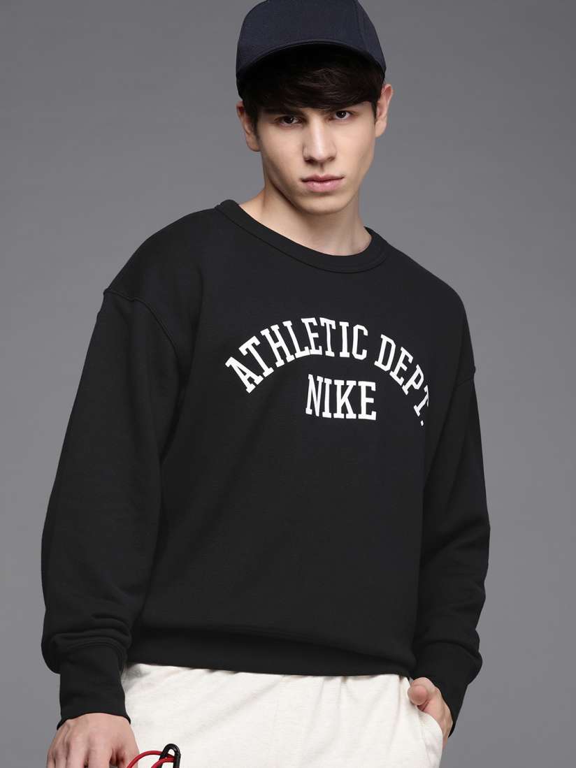 Buy Nike NSW Trend FLC Crew Round Neck Typography Printed Pure Cotton Sweatshirt Sweatshirts for Men 22217072 Myntra