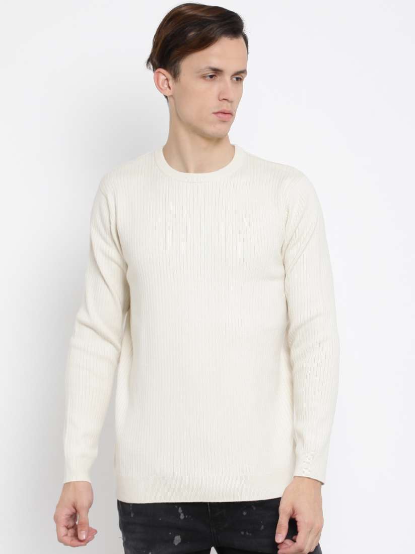 Buy FOREVER 21 Men Off White Ribbed Sweater Sweaters for Men 2221740 Myntra