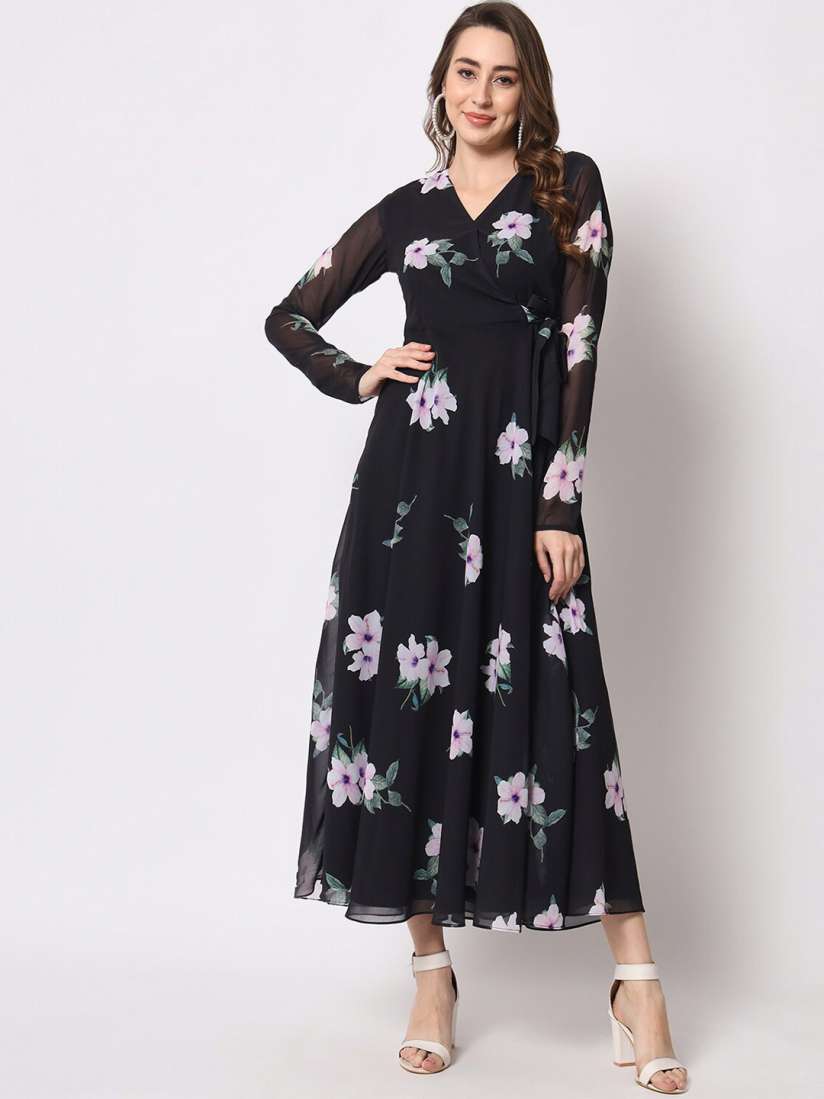 Buy KALINI Floral Georgette Maxi Dress Dresses for Women 22222474 Myntra