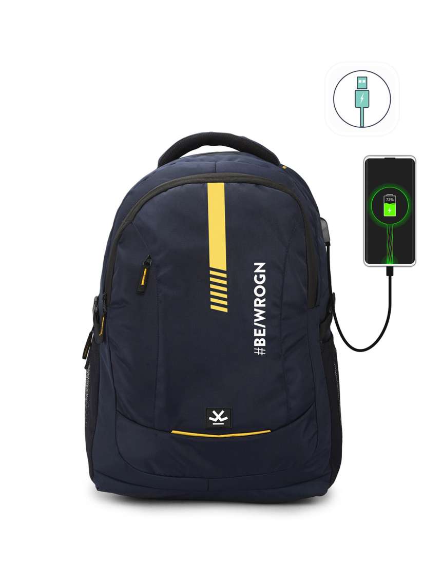 Buy WROGN Printed USB Charging Port Large Backpack with Rain Cover Backpacks for Unisex 22226432 Myntra