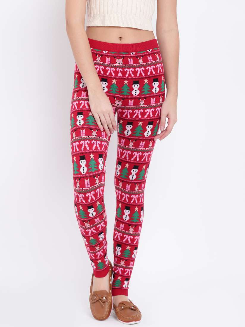 Buy FOREVER 21 Red Patterned Winter Leggings Leggings for Women 2223076 Myntra