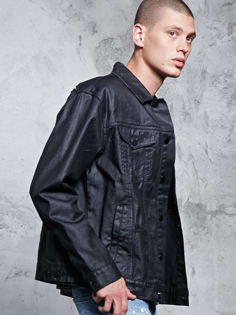 Forever 21 mens black denim jacket top