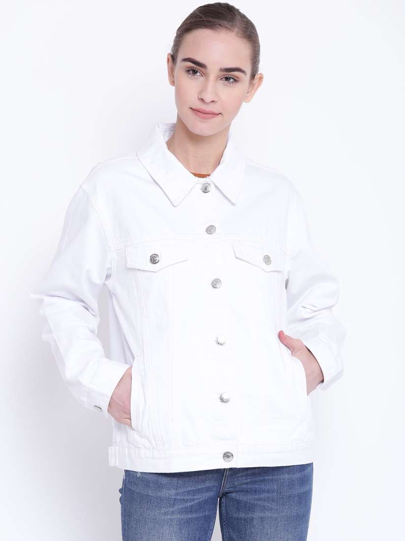 Forever 21 white denim jacket sales