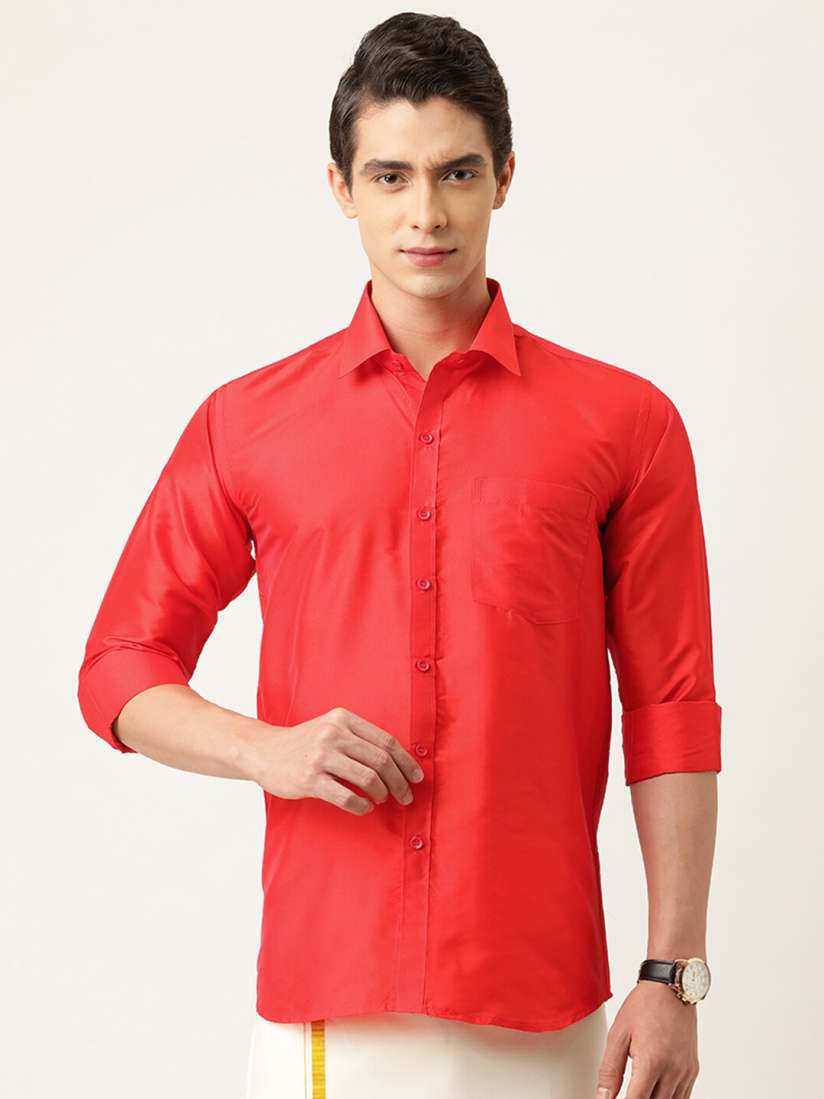 Buy THANGAMAGAN Standard Fit Spread Collar Art Silk Party Wear Shirt Shirts for Men 22238144 Myntra