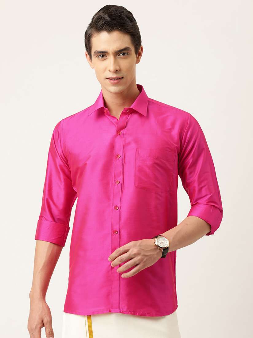 Buy THANGAMAGAN Standard Fit Spread Collar Art Silk Party Wear Shirt Shirts for Men 22238174 Myntra