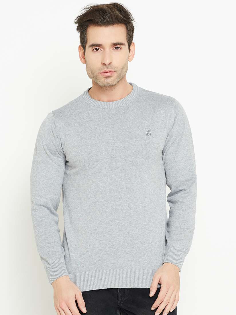 Grey Monte Carlo Sweaters For Mens Buy Monte Carlo Men Grey Solid