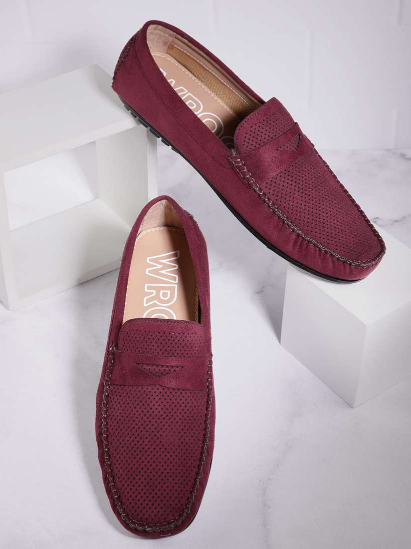 Buy WROGN Men Square Toe Penny Loafers with Perforations Casual Shoes for Men 22242036 Myntra