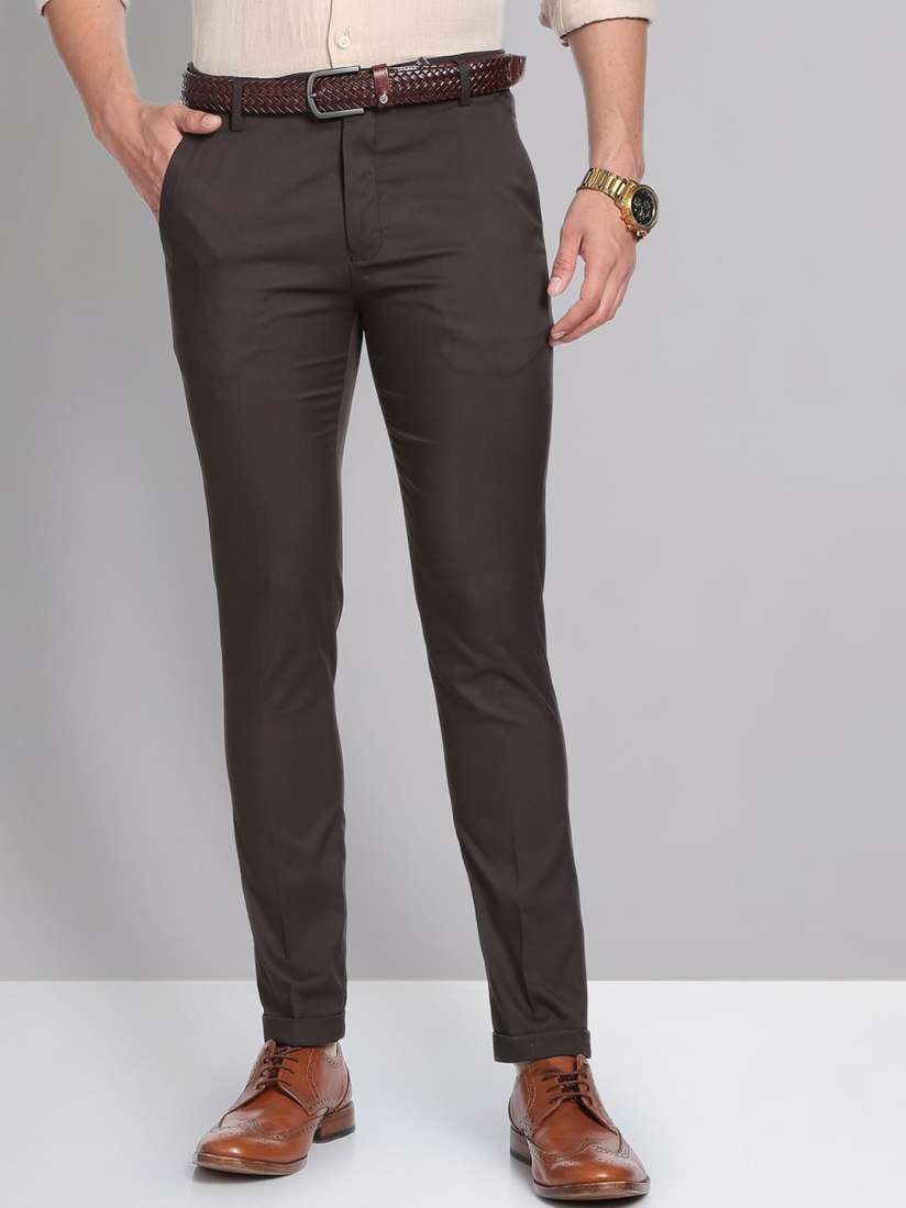 Buy AD By Arvind Men Mid Rise Slim Fit Formal Trousers Trousers for Men 22243076 Myntra