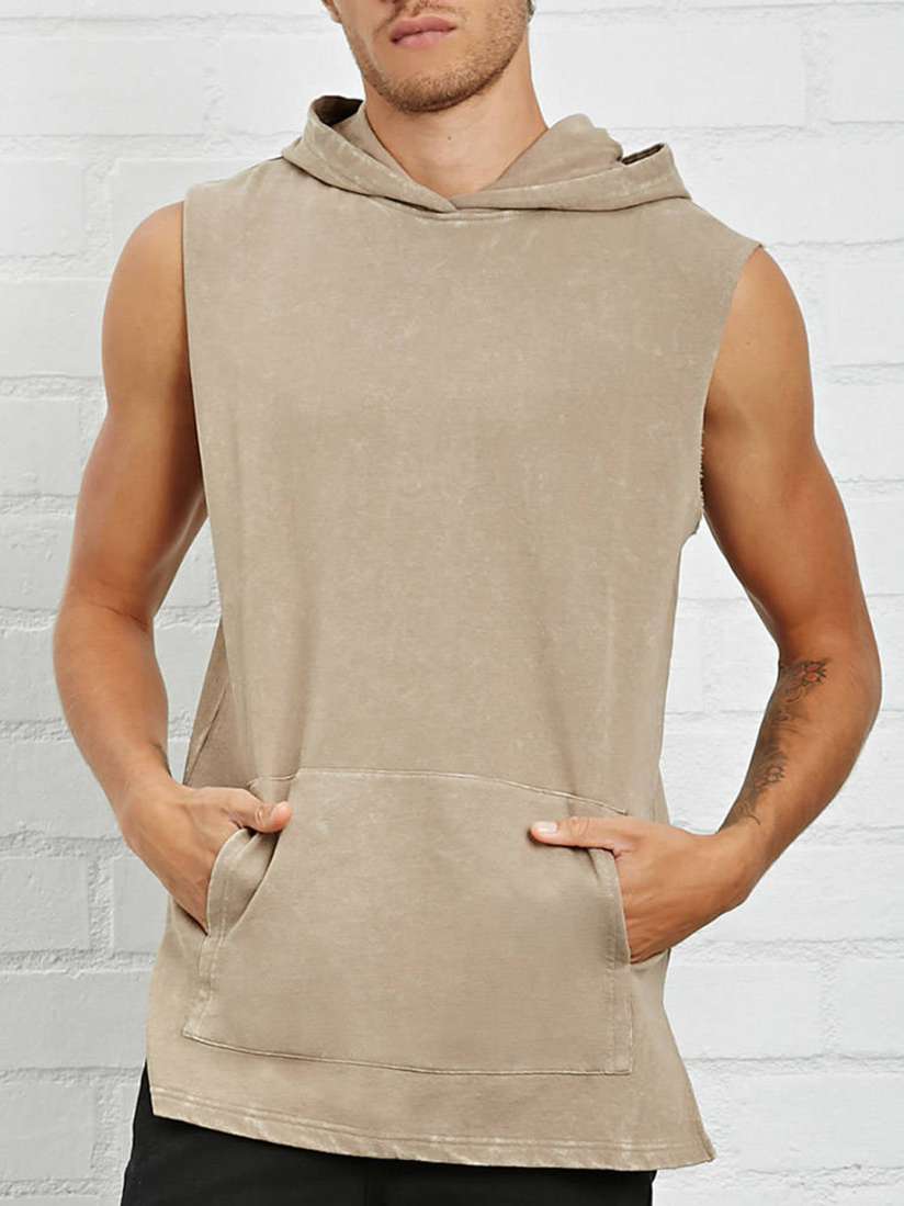 Buy FOREVER 21 Men Taupe Sleeveless Hooded Sweatshirt Sweatshirts for Men 2224631 Myntra