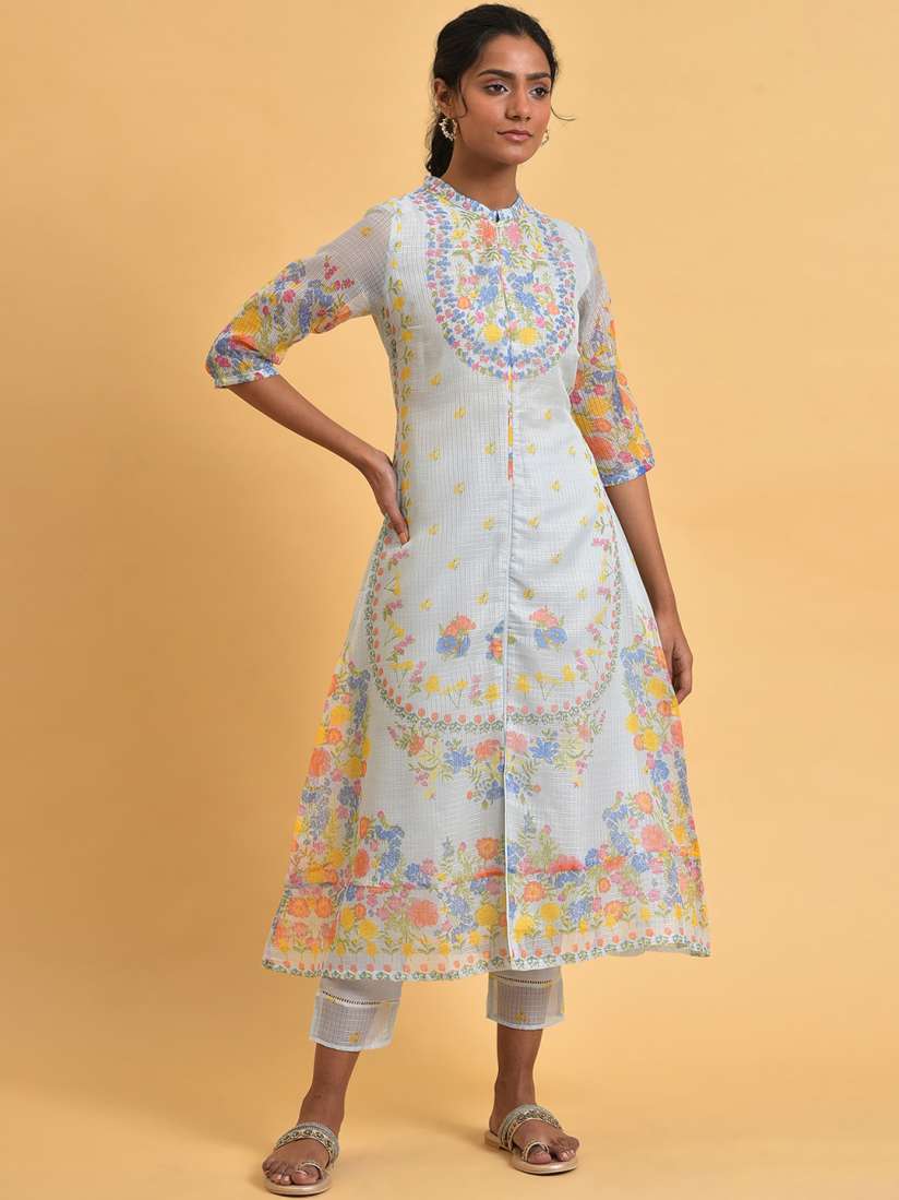 Buy W Floral Print Kota Kurta With Slim Pant Kurta Sets for Women 22247568 Myntra